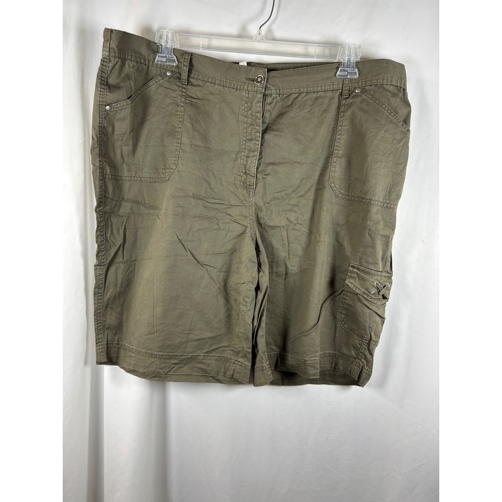 Hasting & Smith Womens Plus 20W Olive Green Cargo Shorts Cotton Stretch Utility